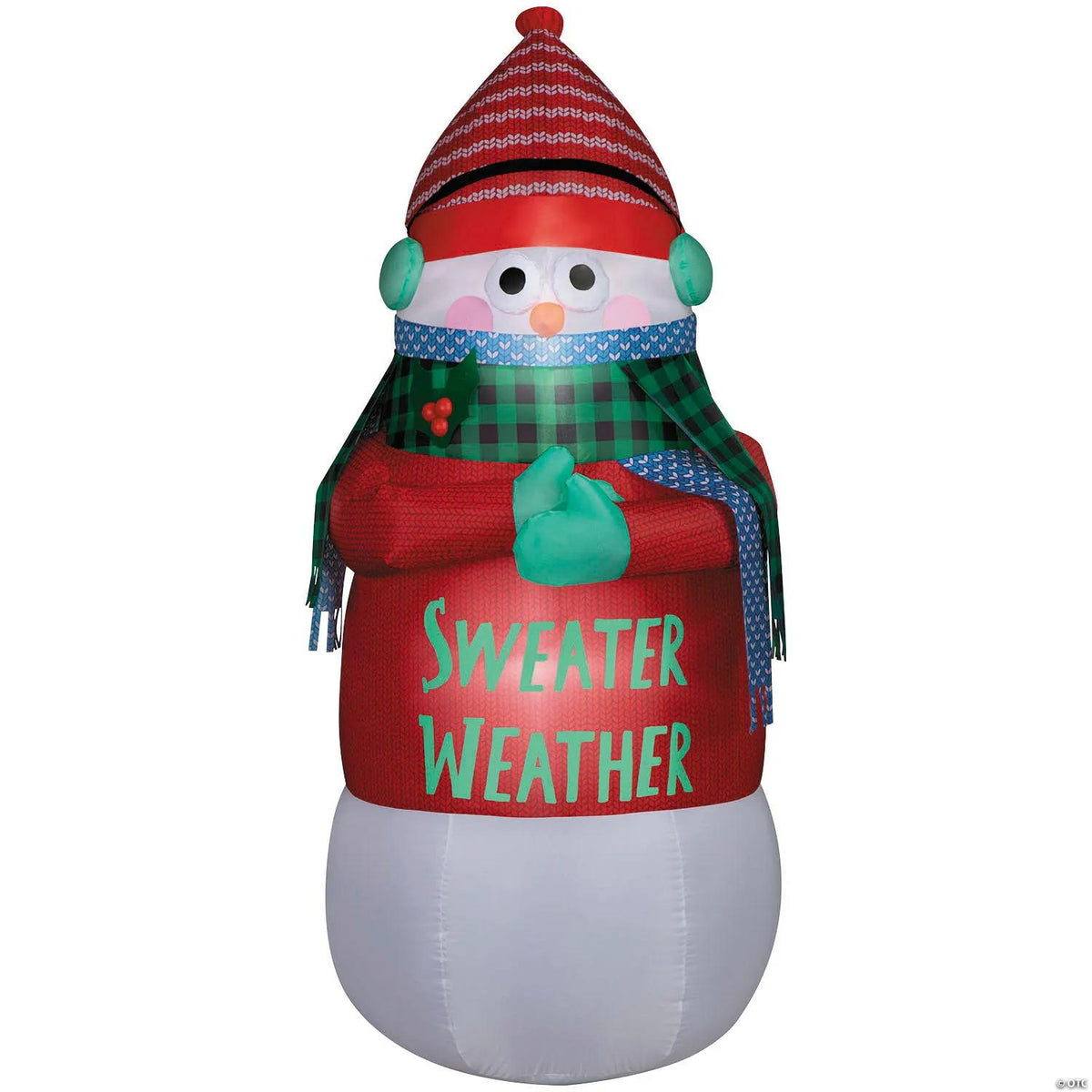 6 ft animated inflatable shivering snowman in a sweater