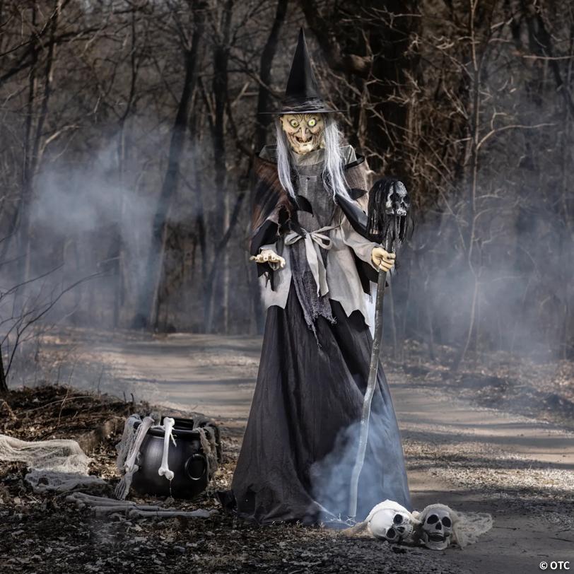 6 Ft. Animated Lunging Haggard Witch Standing Halloween Decoration