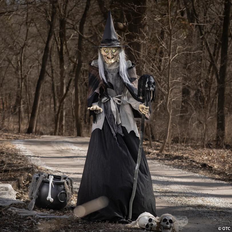 6 Ft. Animated Lunging Haggard Witch Standing Halloween Decoration