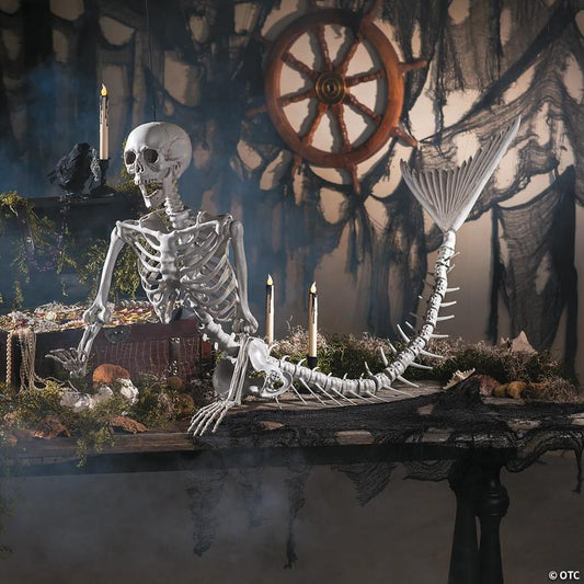 6 Ft. Life-Size Original Plastic Mermaid Skeleton Halloween Decoration