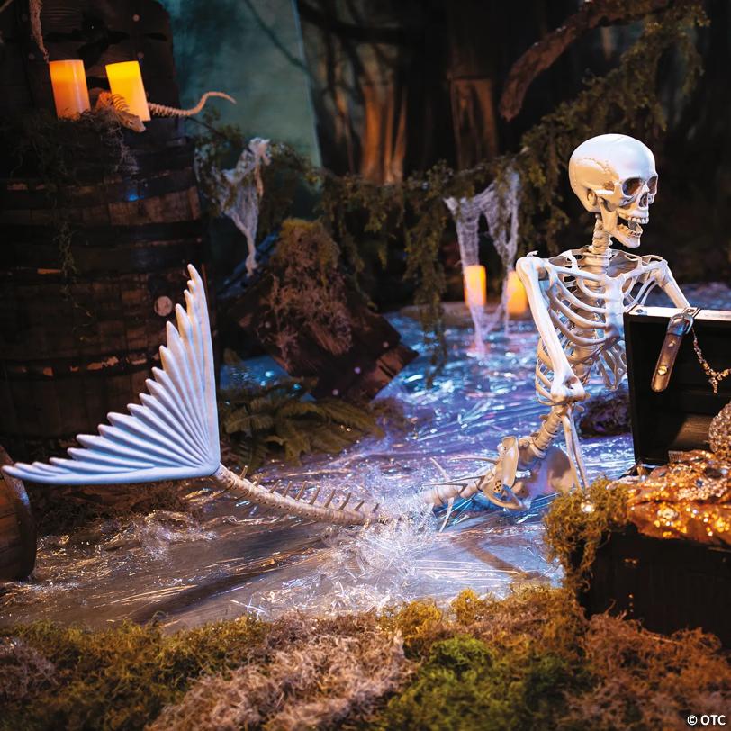6 Ft. Life-Size Original Plastic Mermaid Skeleton Halloween Decoration