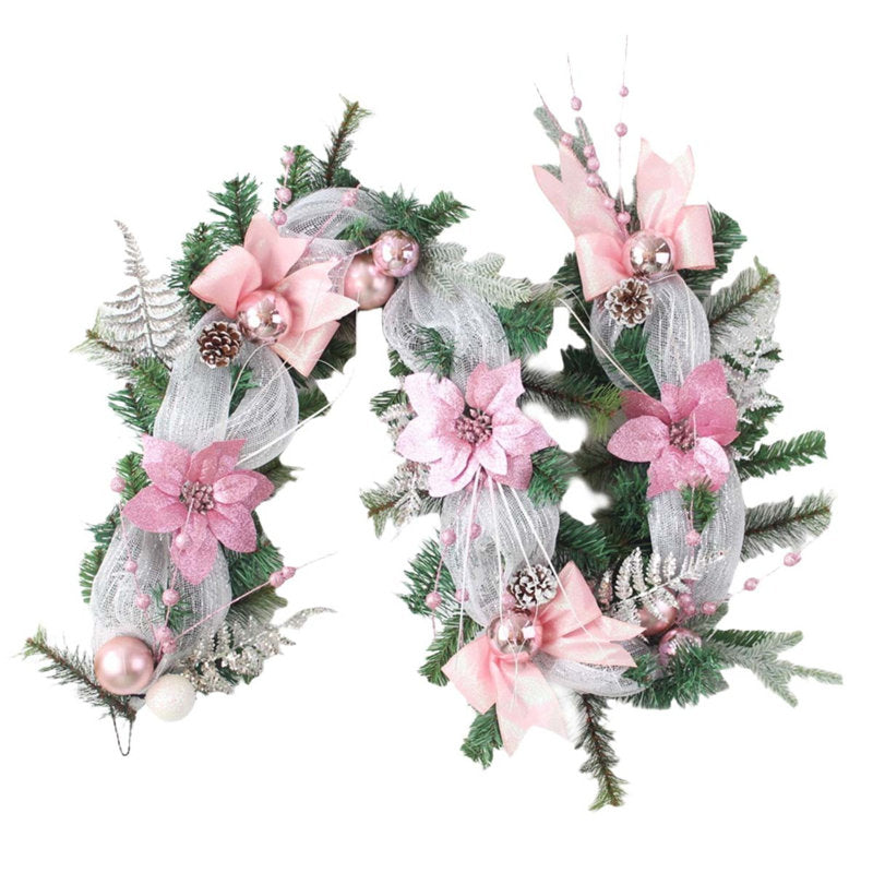6 ft Pre-Lit Artificial Christmas Garland styled along a festive mantel