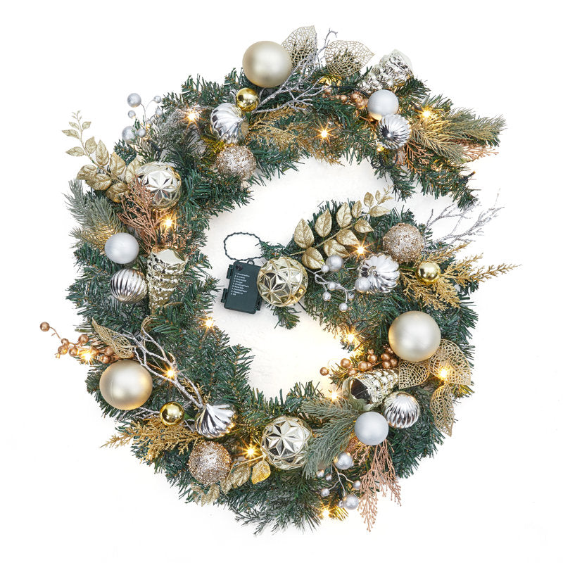 9 ft Pre-Lit Artificial Christmas Garland draped across a fireplace mantel