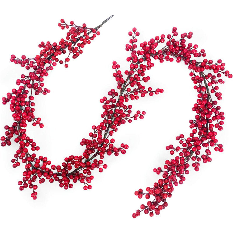 9 ft Pre-Lit Christmas Garland styled along a festive mantel