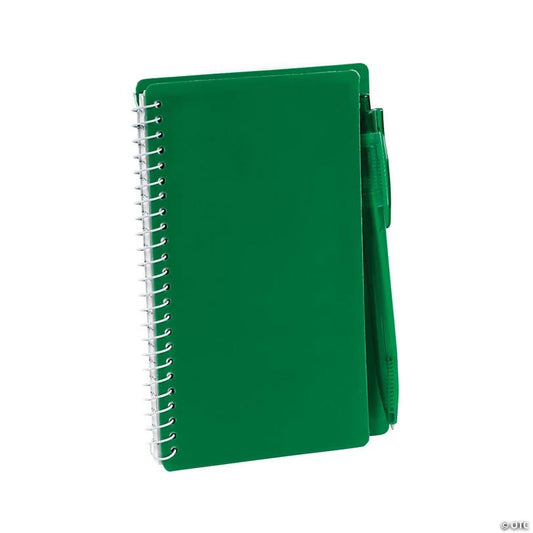 6" Green Spiral Paper Notebooks with Black Ink Pens - 12 Pc. | USA Decoration®