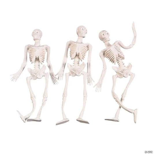 6" - 10" Halloween Stretchy & Poseable White Skeleton Toys - 12 Pc.