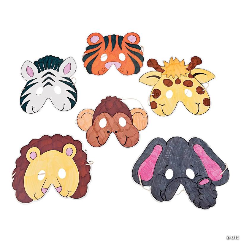 6" - 7 3/4" Color Your Own Zoo Animal Cardstock Masks - 12 Pc.