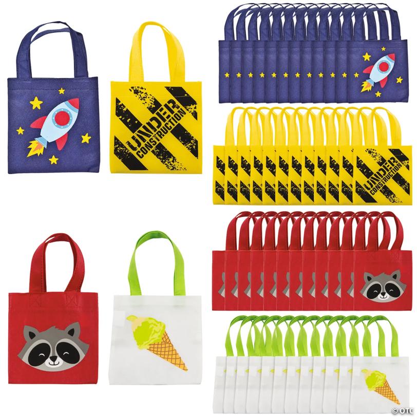 6" x 6" Bulk 48 Pc. Mini Nonwoven Tote Bag Assortment