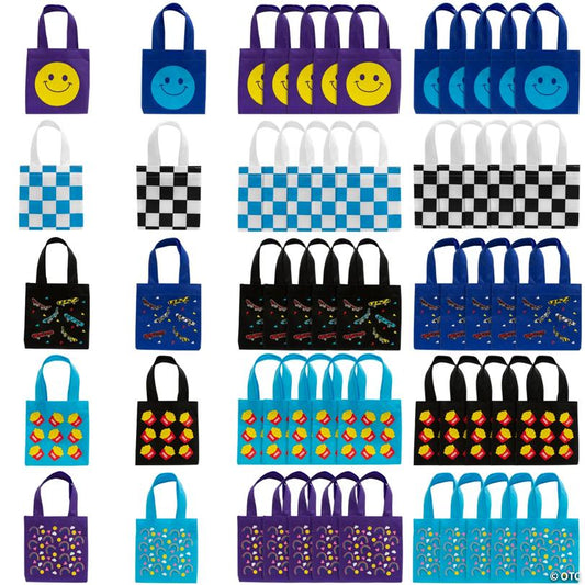 6" x 6" Bulk 50 Pc. Mini Nonwoven Tote Bag Assortment