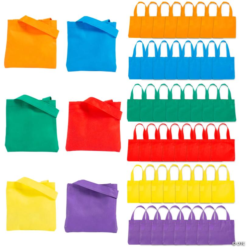 6" x 6" Mega Bulk 300 Pc. Mini Bright Color Nonwoven Tote Bags