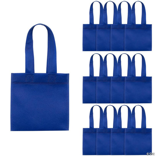 6" x 6" Mini Blue Solid Color Nonwoven Tote Bags - 12 Pc.