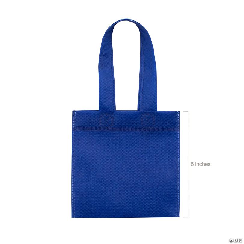 6" x 6" Mini Blue Solid Color Nonwoven Tote Bags - 12 Pc.