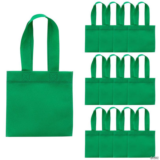 6" x 6" Mini Bright Green Nonwoven Polyester Tote Bags - 12 Pc.