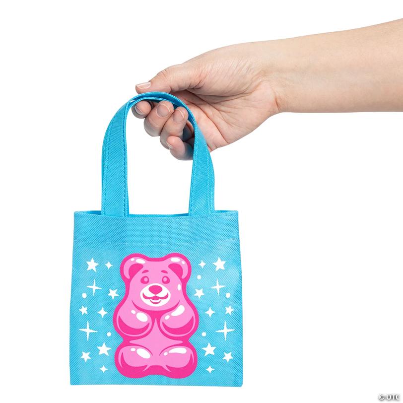6" x 6" Mini Candy Critters Gummy Teddy Bear Nonwoven Tote Bags - 12 Pc.