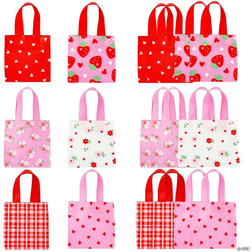 6" x 6" Mini Love in Bloom Nonwoven Tote Bags – 12 Pc.