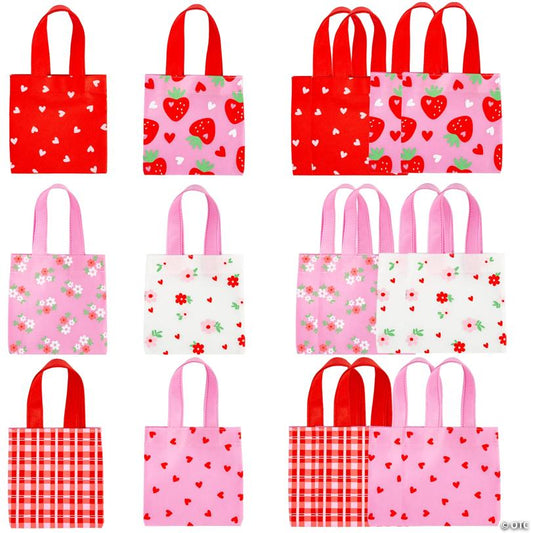 6" x 6" Mini Love in Bloom Nonwoven Tote Bags – 12 Pc.