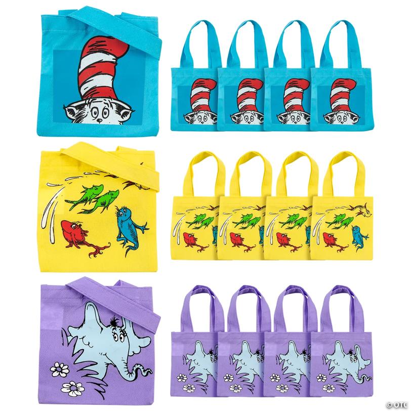 6" x 6" Mini Nonwoven Dr. Seuss™ Tote Bags - 12 Pc.