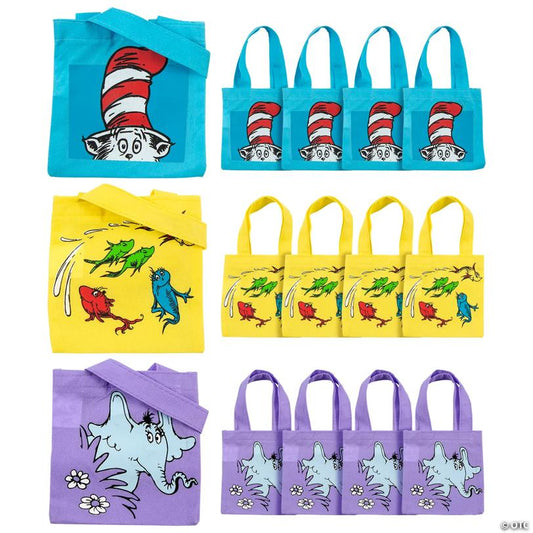 6" x 6" Mini Nonwoven Dr. Seuss™ Tote Bags - 12 Pc.
