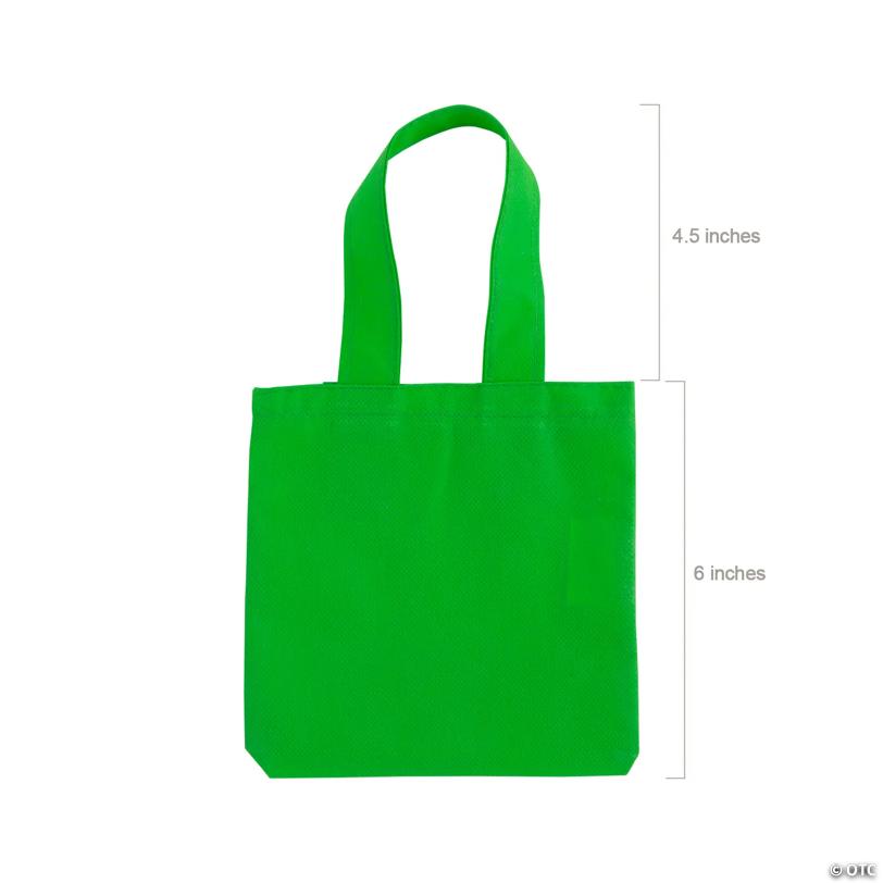6" x 6" Mini Nonwoven Neon Tote Bags - 12 Pc.