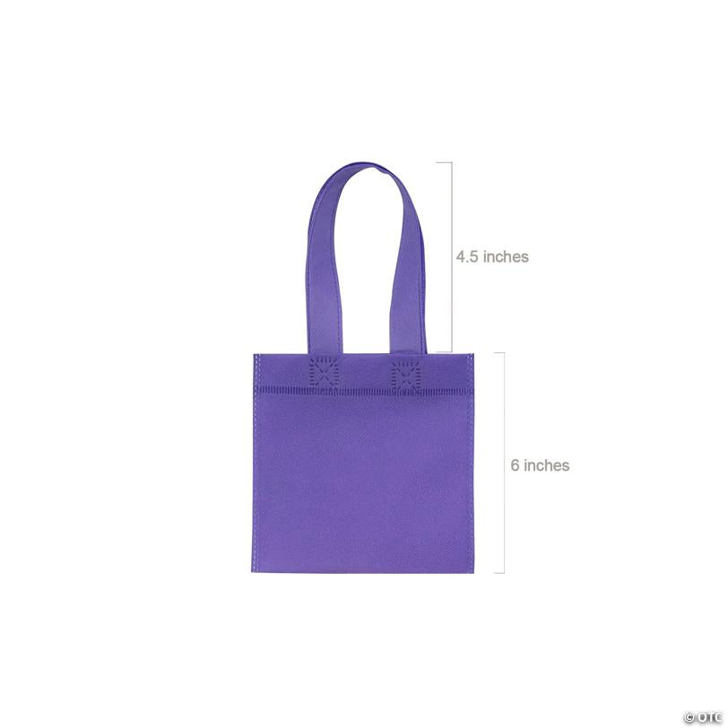 6" x 6" Mini Nonwoven Pastel Pink, Yellow, Aqua & Purple Tote Bags - 12 Pc.