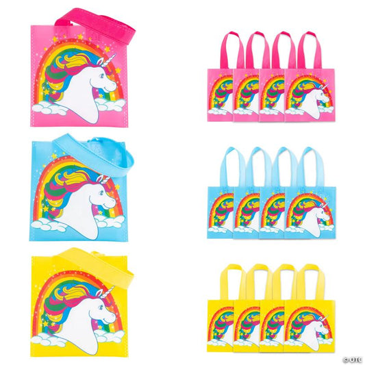 6" x 6" Mini Nonwoven Unicorn Tote Bags - 12 Pc.