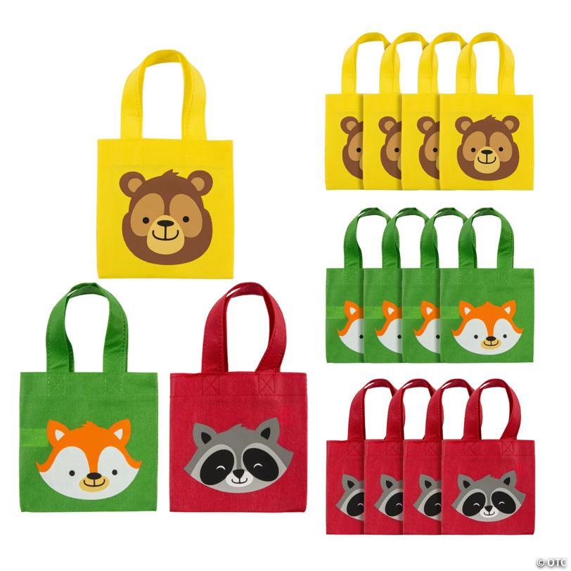6" x 6" Mini Nonwoven Woodland Party Tote Bags - 12 Pc.