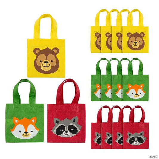 6" x 6" Mini Nonwoven Woodland Party Tote Bags - 12 Pc.