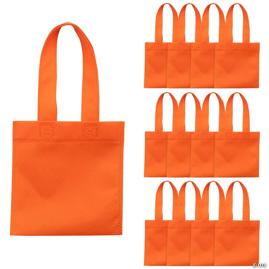 6" x 6" Mini Orange Solid Color Nonwoven Tote Bags - 12 Pc.