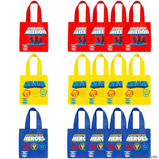 6" x 6" Mini PAW Patrol™ Chase, Rubble & Marshall Nonwoven Tote Bags – 12 Pc.