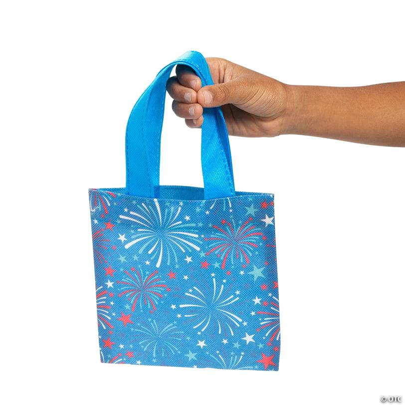 6" x 6" Mini Patriotic Nonwoven Tote Bags - 12 Pc.