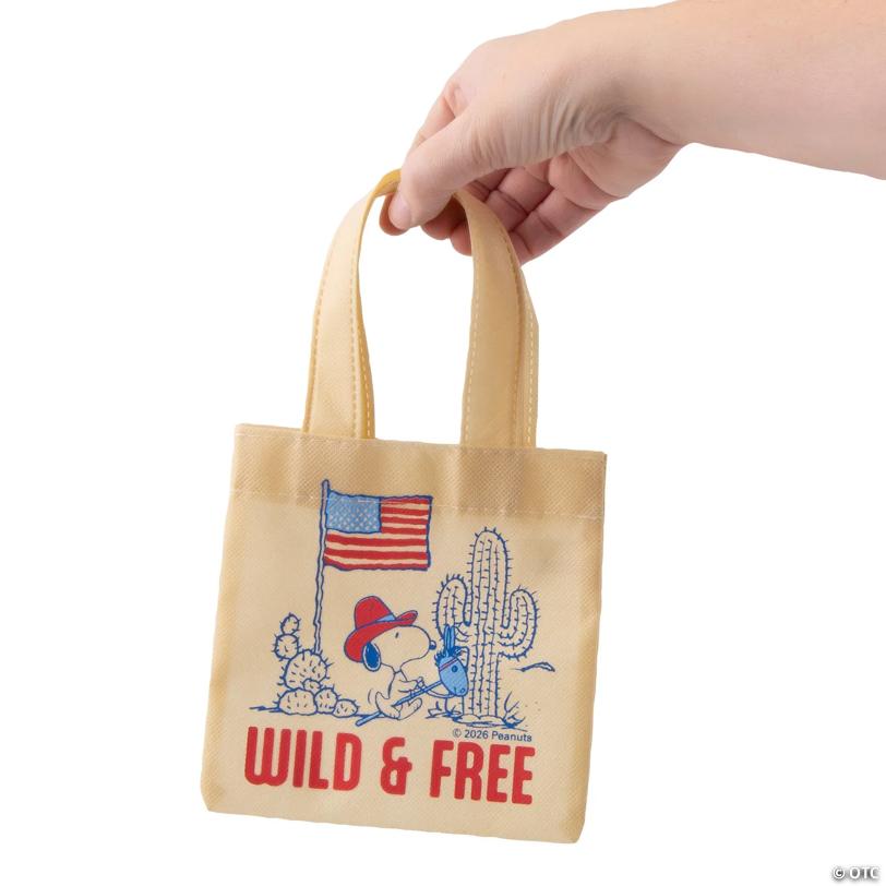 6" x 6" Mini Patriotic Peanuts Snoopy Yee-Haw America Nonwoven Tote Bags – 6 Pc.