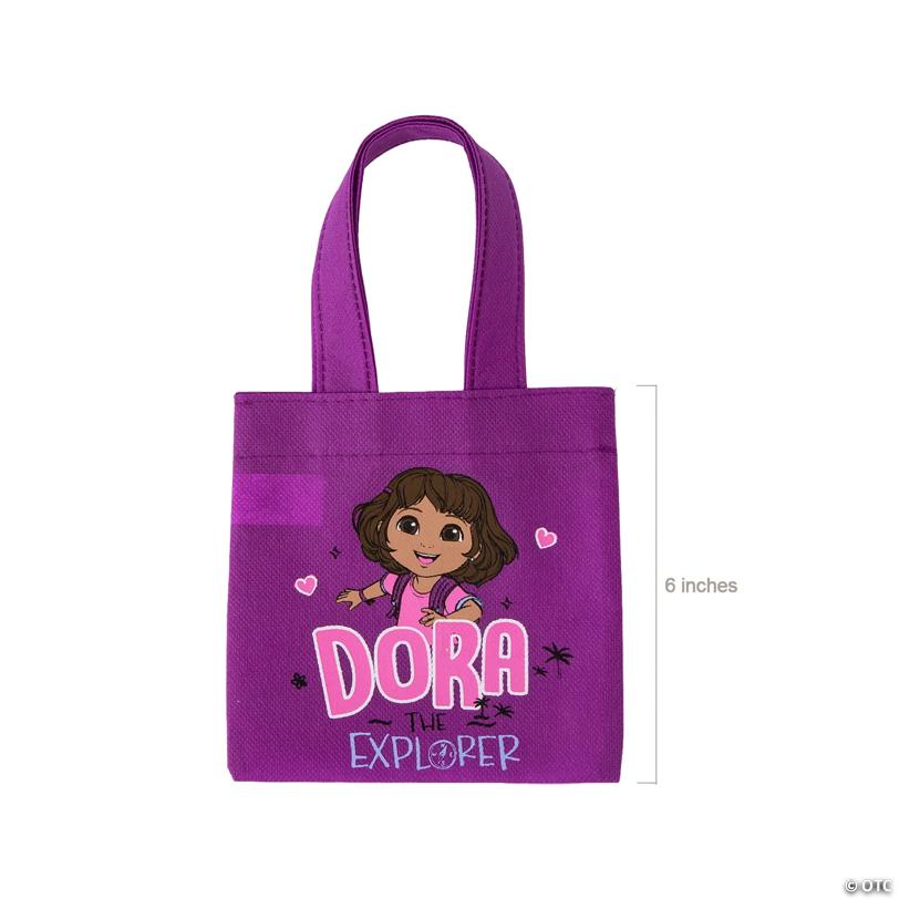 6" x 6" Mini Purple & Pink Dora the Explorer™ Nonwoven Tote Bags – 12 Pc.