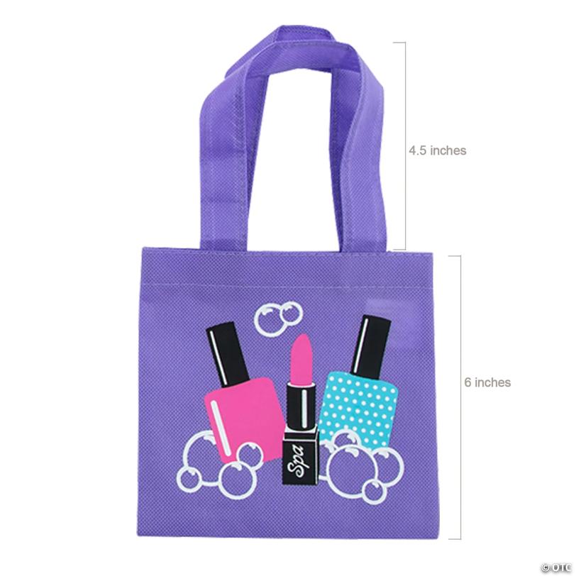 6" x 6" Mini Spa Party Nonwoven Tote Bags - 12 Pc.