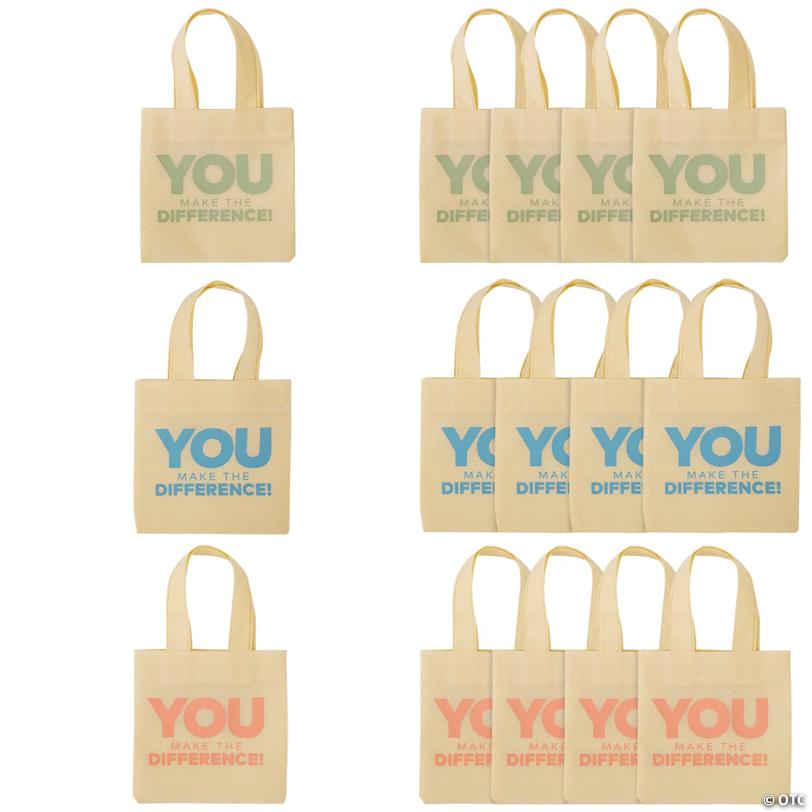 6" x 6" Mini You Make the Difference Appreciation Nonwoven Totes - 12 Pc.