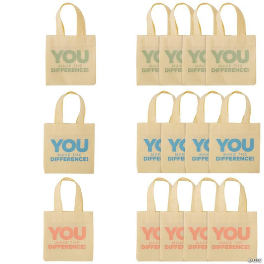6" x 6" Mini You Make the Difference Appreciation Nonwoven Totes - 12 Pc.