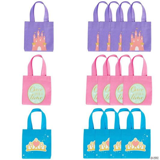 6" x 6" Nonwoven Mini Princess Party Tote Bags - 12 Pc.
