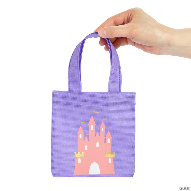 6" x 6" Nonwoven Mini Princess Party Tote Bags - 12 Pc.