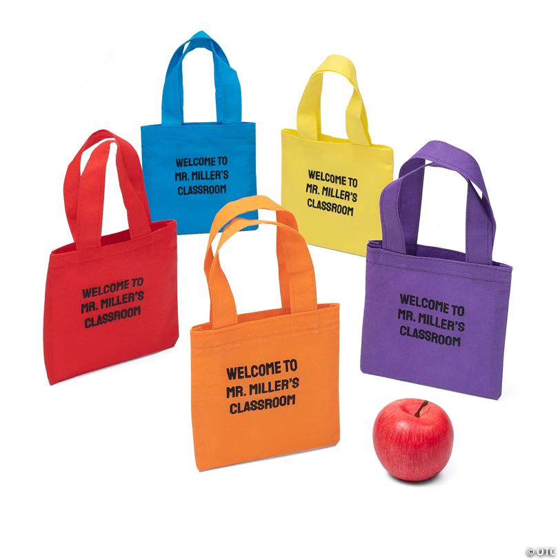 6" x 6" Personalized Mini Bright Color Tote Bags - 48 Pc.