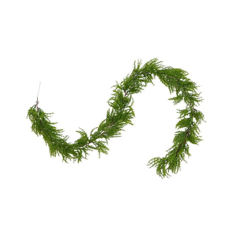 9 ft Artificial Pine Christmas Garland framing a front doorway