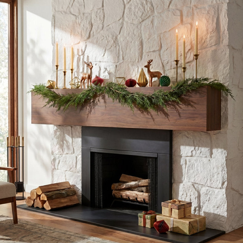 9 ft Artificial Pine Christmas Garland framing a front doorway