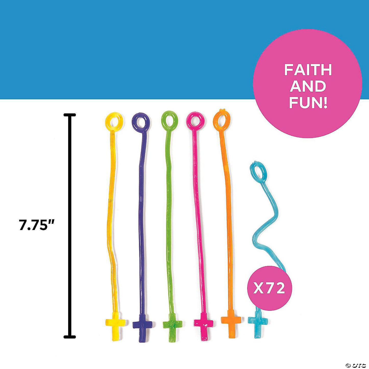 7 3/4" Bulk 72 Pc. Glow-in-the-Dark Stretch Stick Cross Toys | USA Decoration®