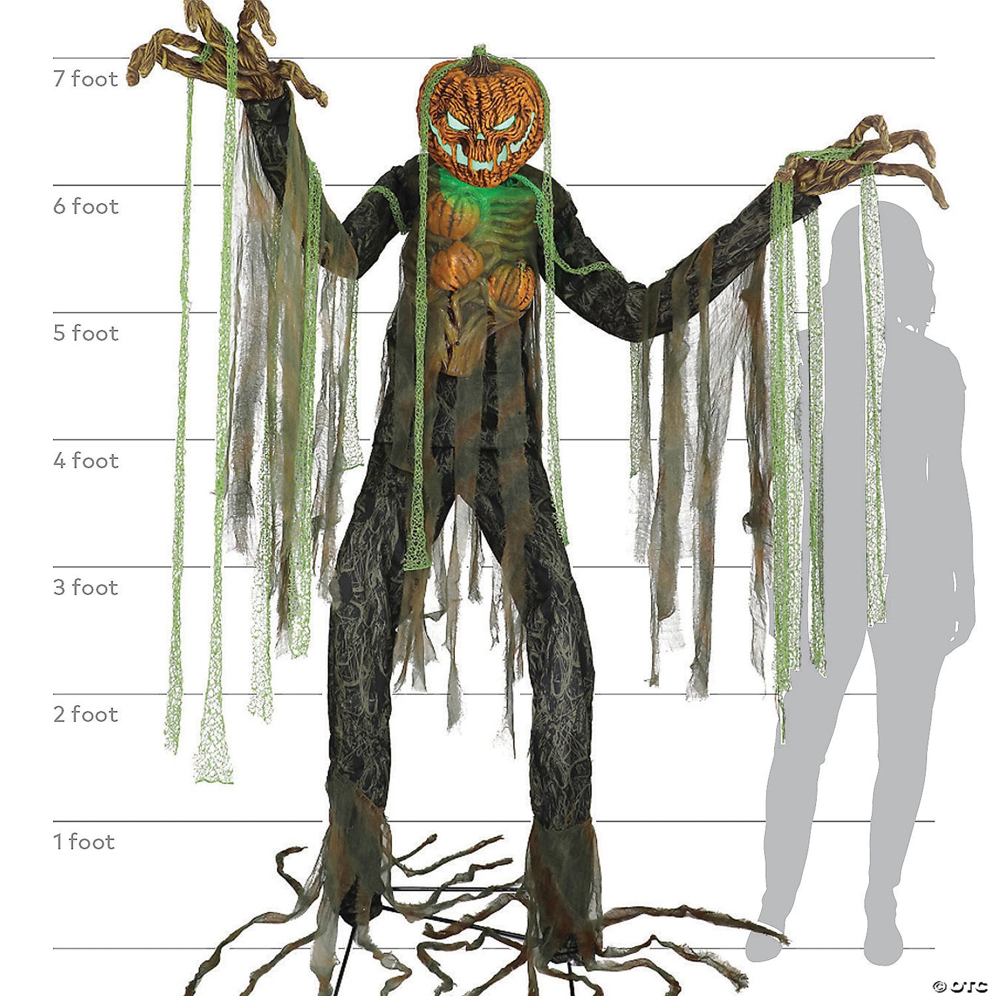 7 Ft. Animated Light-Up Root of Evil Jack-O’-Lantern Tree Monster Halloween Decoration | USA Decoration®