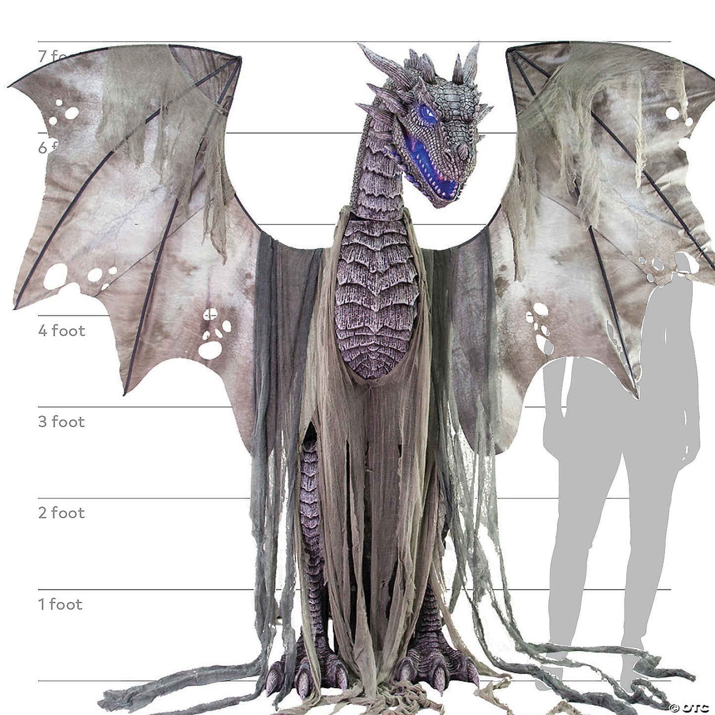 7 Ft. Animated Winter Dragon Metal Halloween Decoration with Volume Control | USA Decoration®