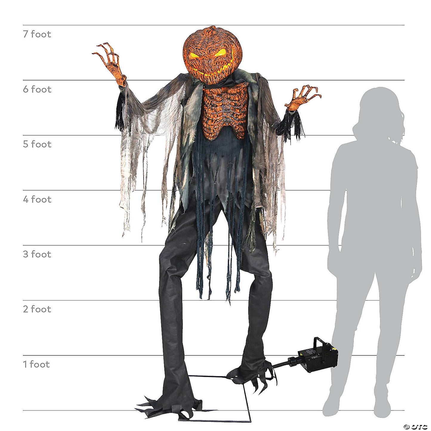 7 Ft. x 3 Ft. Animated Scorched Scarecrow with Fog Machine Decoration | USA Decoration®