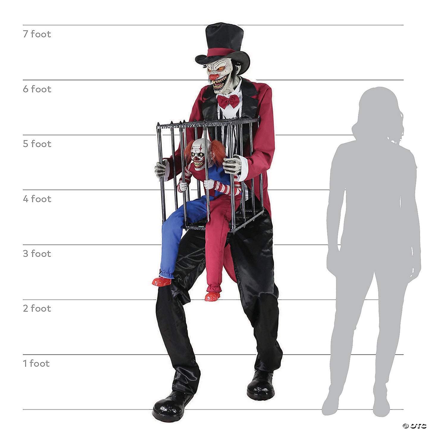 7' Rotten Ringmaster with Caged Clown Halloween Decoration | USA Decoration®