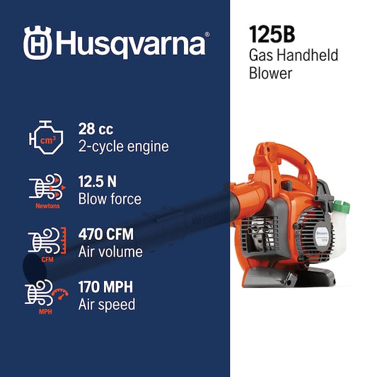 125B 28-cc 2-cycle 470-CFM 170-MPH Gas Handheld Leaf Blower