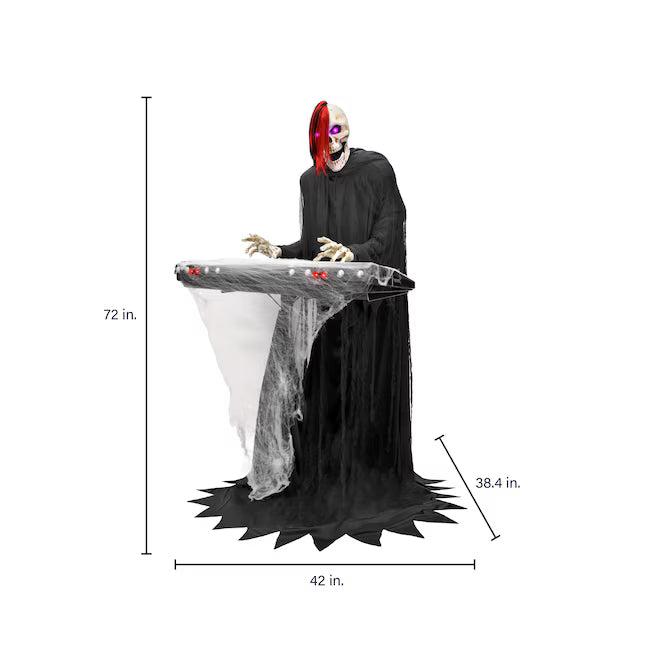 Haunted Living 6-ft Skeleton Reaper Keyboard Player Motion Activated Animatronic