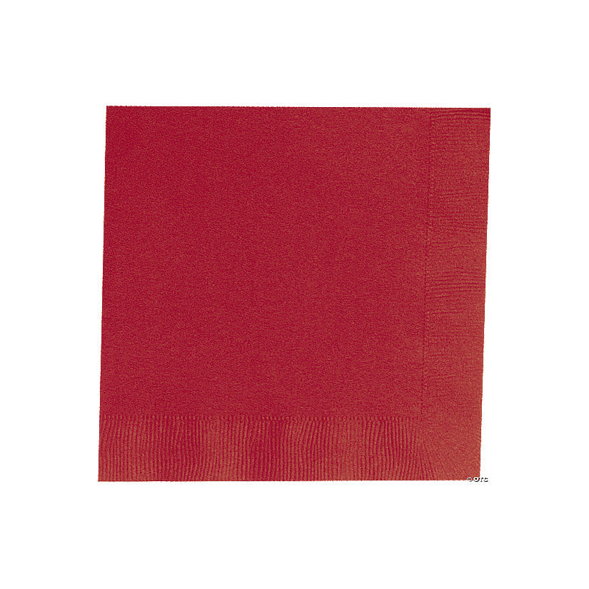 6 1/2" Bulk 50 Ct. Red Disposable Paper Luncheon Napkins