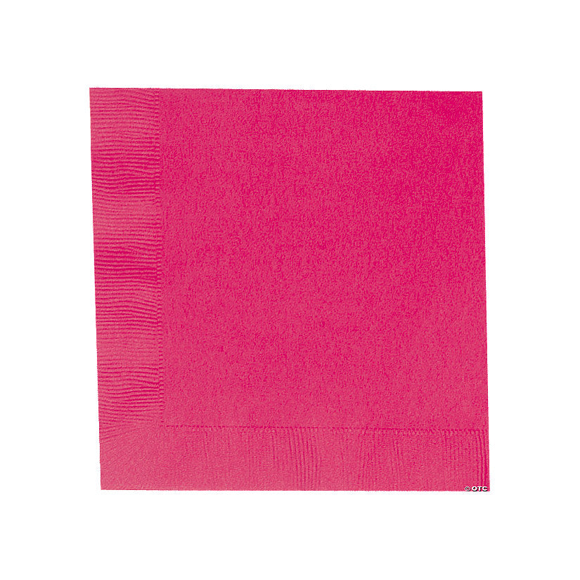 6 1/2" Bulk 50 Ct. Hot Pink Disposable Paper Luncheon Napkins
