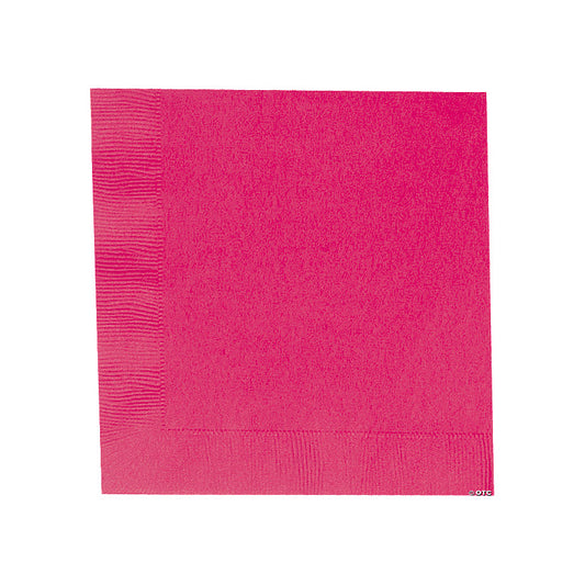 6 1/2" Bulk 50 Ct. Hot Pink Disposable Paper Luncheon Napkins